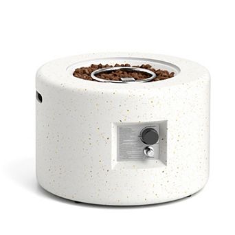 Costway 25.5" Round Terrazzo Propane Gas Fire Pit with Stainless Steel Burner & Lava Rocks