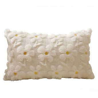 12x20" Yellow Floral Pillow Covers, Soft Faux Fur & Jacquard, No Insert Included