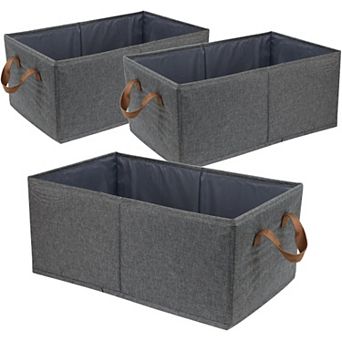 3 Pack Large Capacity Fabric Storage Bins Sturdy Foldable Closet Organizers