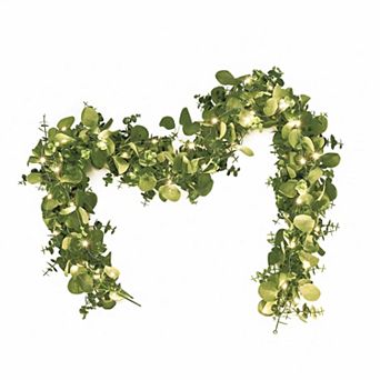 2 Packs 6ft Artificial Eucalyptus Garland with LED Lights Faux Greenery Vines for Wedding Home Decor
