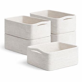 5 Pack Cotton Rope Woven Storage Baskets For Shelves Closet Bathroom Organization Decor