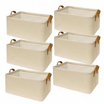 6 Pack Closet Storage Bins Fabric Baskets With Handles For Shelves Organization