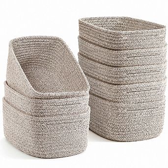 8 Pack Woven Cotton Rope Storage Baskets For Organizing Closet Bathroom Decor