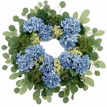 26 Inch Hydrangea Wreath With Hanger Indoor Outdoor All Season Decor