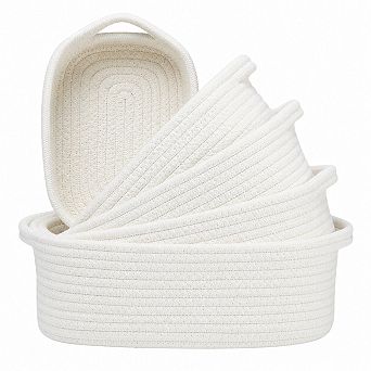 5 pc Cotton Rope Woven Storage Basket Set Montessori Pet Organizer