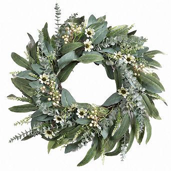 26 Inch Artificial Eucalyptus Wreath With Berries Flowers Front Door Farmhouse Decor