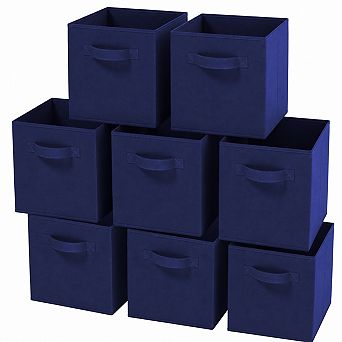 8 Pack Collapsible Fabric Storage Cubes With Dual Handles Durable Organizer Bins
