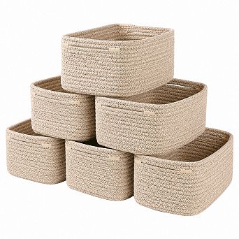 6 Pack Cotton Woven Storage Baskets Decorative Organizer Gift Set