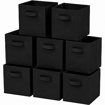 8 Pack Collapsible Fabric Storage Cubes Dual Handles Multi Use Organizer Bins