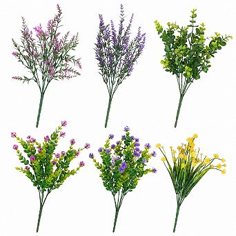 12 Pack Artificial Outdoor Flowers UV Resistant Plastic Faux Plants for Home Wedding Decor