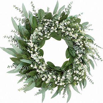 26 Inch Eucalyptus Breath Flowers Artificial Wreath All Season Home Decor