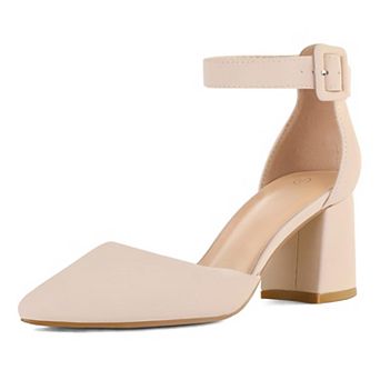 Women's Ankle Strap Block Heel Pumps