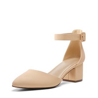 Women's Ankle Strap Low Heel Pumps