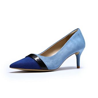 Women's Suede Color Block Kitten Pumps