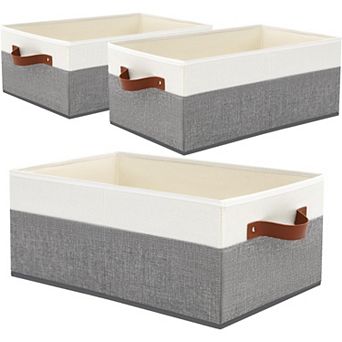 3 Pack Large Capacity Storage Bins Closet Organizer for Shelves, for Organizing Clothes,Sheets,Jeans