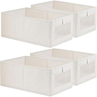 4 Pack Linen Storage Bins, Storage Containers for Organizing Clothing, Jeans, Books, Shelves, Closet