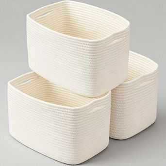 3 pack Cotton Rope storage Basket Bins Woven Basket, For storage Clothes Toys Books Towels organizer