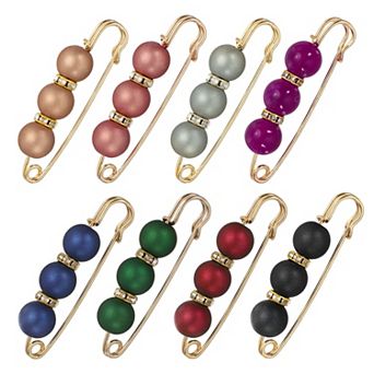 8 pc Pearl Brooch Pins, Decorative Safety Pin Brooch Fashion Sweater Shawl Crystal Clip