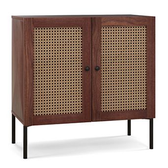 Costway Rattan Buffet Sideboard Cabinet Cupboard with Adjustable Shelf