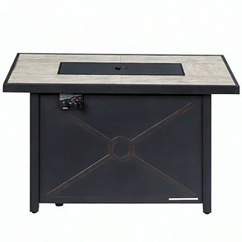 Costway 60,000 BTU Outdoor Rectangle Gas Fire Table W/ Ceramic Tabletop Ideal for Backyard Poolside