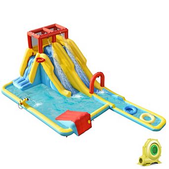 Costway Inflatable Dual Slide Water Park Climbing Bouncer W/ 735W Blower