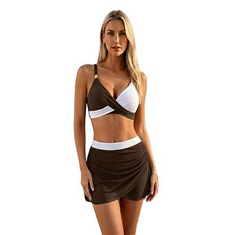 Women's Bikini Sets High Waisted Swimsuits with Mesh Skirt