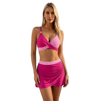 Women's Bikini Sets High Waisted Swimsuits with Mesh Skirt