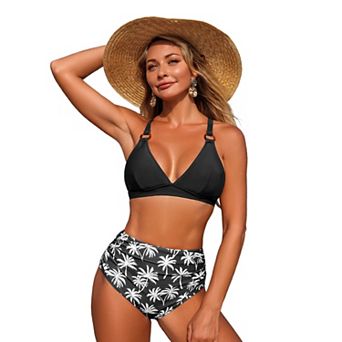 Women's Tropical‑Print Tummy‑Control Two‑Piece Bikini Swimsuit