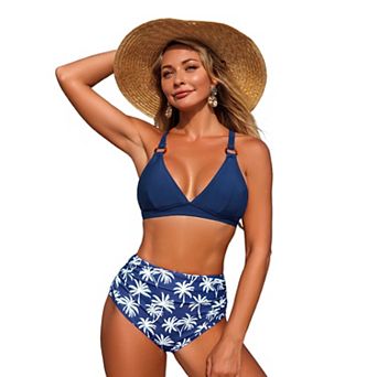 Women's Tropical‑Print Tummy‑Control Two‑Piece Bikini Swimsuit