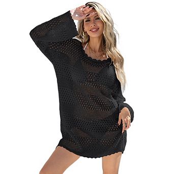 Women's Crochet Mesh‑Knit Beach Cover‑Up Dress