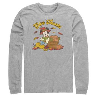 Men's Disney's Mickey Mouse Thankful Vibes Long Sleeve Long Graphic Tee