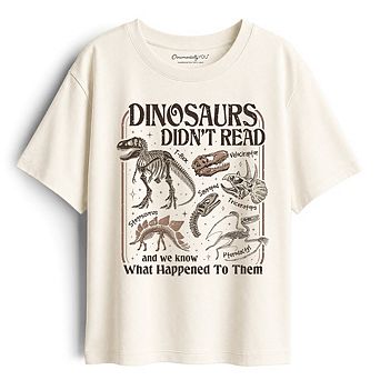 Kids Dinosaurs Didn't Read T-Shirt, Funny Youth Tee for Book Lovers