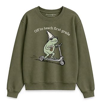 Off to Teach First Grade Frog Sweatshirt, Funny Teachers Sweater