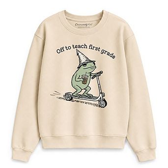 Off to Teach First Grade Frog Sweatshirt, Funny Teachers Sweater