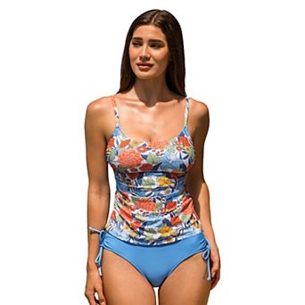 Women's Cupshe Shirred Scoop Neck Tankini Swim Top & Swim Bottoms Set