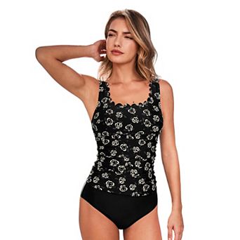 Women's Cupshe Rose Pattern Tankini Swimsuit Top & Bottoms Set