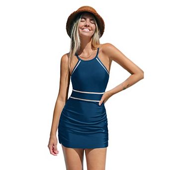 Women's Cupshe Crisscross One-Piece High Neck Swimdress