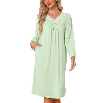 Women's Nightgowns Comfy Lace Sleep Dress Long Sleeves Night Gown