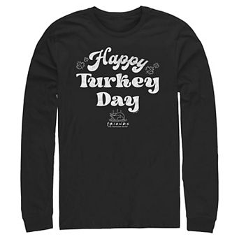 Men's Friends Happy Turkey Day Long Sleeve Graphic Tee