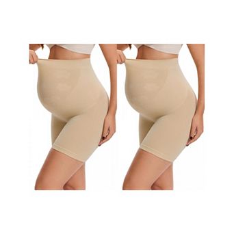 2 Packs Seamless Shapewear Boyshorts High Waist Pregnancy Belly Support Underwear Mid Thigh Shorts