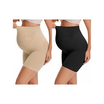 2 Packs Seamless Shapewear Boyshorts High Waist Pregnancy Belly Support Underwear Mid Thigh Shorts