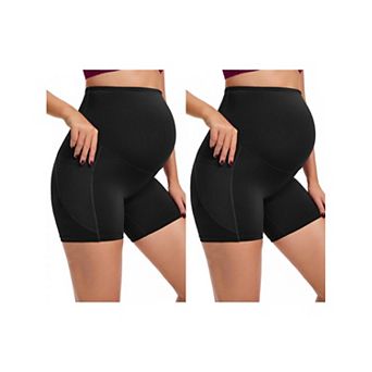 2 Packs Maternity Shapewear Shorts Mid Thigh Pregnancy Underwear Belly Support High Waist Boyshort