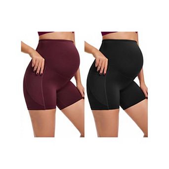 2 Packs Maternity Shapewear Shorts Mid Thigh Pregnancy Underwear Belly Support High Waist Boyshort
