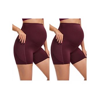 2 Packs Maternity Shapewear Shorts Mid Thigh Pregnancy Underwear Belly Support High Waist Boyshort