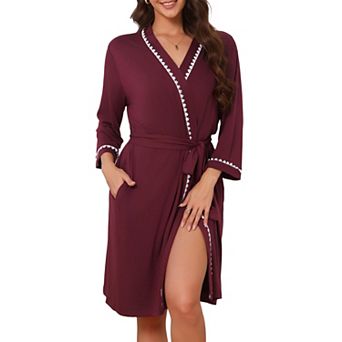 Women's Lightweight 3/4 Sleeve Bathrobe for Comfortable Home Wear