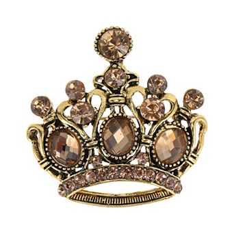 Vintage Crown Brooch Pin Sophisticated Outfit Embellishment Champagne 1 pc