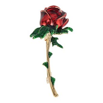 Vintage Rose Brooch Pin Classic Decorative Fashion Lapel Pin Red Green 1 pc