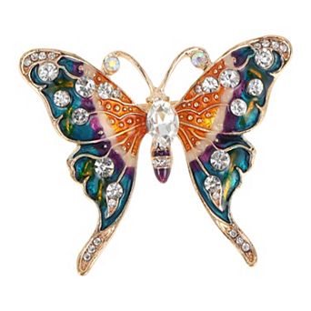 Elegant Enamel Rhinestone Alloy Butterfly Fashion Brooch 1 pc