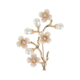 Branch‑Style Floral With Dangle Accent Brooch Pin 1 pc