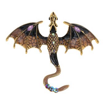Vintage Alloy Flying Dragon Rhinestone Enamel Fashion Brooch 1 pc